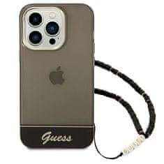 Guess GUESS GUHCP14XHGCOHK IPHONE 14 PRO MAX 6,7" ČERNO/ČERNÉ PEVNÉ POUZDRO TRANSLUCENT PEARL STRAP