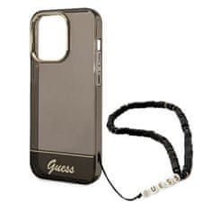 Guess GUESS GUHCP14XHGCOHK IPHONE 14 PRO MAX 6,7" ČERNO/ČERNÉ PEVNÉ POUZDRO TRANSLUCENT PEARL STRAP