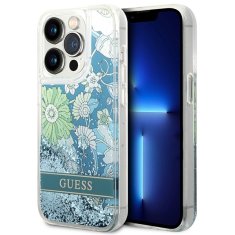 Guess GUESS GUHCP14LLFLSN IPHONE 14 PRO 6,1" ZELENÝ/ZELENÝ PEVNÝ OBAL FLOWER LIQUID GLITTER