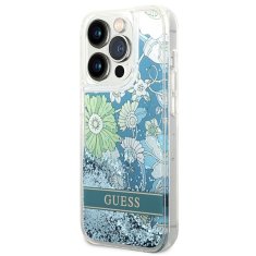 Guess GUESS GUHCP14LLFLSN IPHONE 14 PRO 6,1" ZELENÝ/ZELENÝ PEVNÝ OBAL FLOWER LIQUID GLITTER