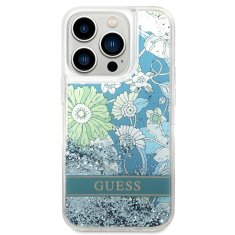 Guess GUESS GUHCP14LLFLSN IPHONE 14 PRO 6,1" ZELENÝ/ZELENÝ PEVNÝ OBAL FLOWER LIQUID GLITTER