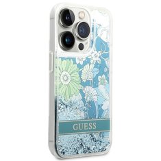 Guess GUESS GUHCP14LLFLSN IPHONE 14 PRO 6,1" ZELENÝ/ZELENÝ PEVNÝ OBAL FLOWER LIQUID GLITTER