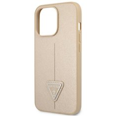 Guess GUESS GUHCP14XPSATLE IPHONE 14 PRO MAX 6,7" BÉŽOVÉ/BÉŽOVÉ PEVNÉ POUZDRO SAFFIANOTRIANGLE LOGO