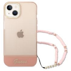 Guess GUESS GUHCP14MHGCOHP IPHONE 14 PLUS / 15 PLUS 6,7" RŮŽOVÉ/RŮŽOVÉ PEVNÉ POUZDRO TRANSLUCENT PEARL STRAP