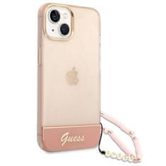 Guess GUESS GUHCP14MHGCOHP IPHONE 14 PLUS / 15 PLUS 6,7" RŮŽOVÉ/RŮŽOVÉ PEVNÉ POUZDRO TRANSLUCENT PEARL STRAP