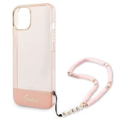 Guess GUESS GUHCP14MHGCOHP IPHONE 14 PLUS / 15 PLUS 6,7" RŮŽOVÉ/RŮŽOVÉ PEVNÉ POUZDRO TRANSLUCENT PEARL STRAP