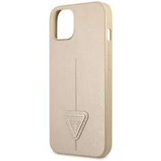 Guess GUESS GUHCP14MPSATLE IPHONE 14 PLUS / 15 PLUS 6,7" BÉŽOVÉ/BÉŽOVÉ PEVNÉ POUZDRO SAFFIANOTRIANGLE LOGO