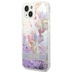 Guess GUESS GUHCP14MLFLSU IPHONE 14 PLUS / 15 PLUS 6,7" FIALOVÝ/FIALOVÝ PEVNÝ OBAL FLOWER LIQUID GLITTER