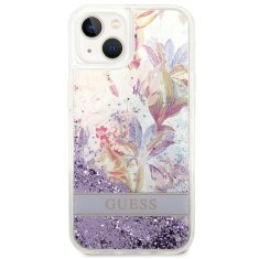 Guess GUESS GUHCP14MLFLSU IPHONE 14 PLUS / 15 PLUS 6,7" FIALOVÝ/FIALOVÝ PEVNÝ OBAL FLOWER LIQUID GLITTER