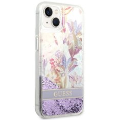 Guess GUESS GUHCP14MLFLSU IPHONE 14 PLUS / 15 PLUS 6,7" FIALOVÝ/FIALOVÝ PEVNÝ OBAL FLOWER LIQUID GLITTER