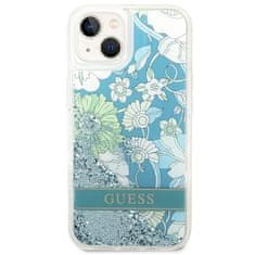 Guess GUESS GUHCP14MLFLSN IPHONE 14 PLUS / 15 PLUS 6,7" ZELENÝ/ZELENÝ PEVNÝ OBAL FLOWER LIQUID GLITTER