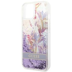 Guess GUESS GUHCP14MLFLSU IPHONE 14 PLUS / 15 PLUS 6,7" FIALOVÝ/FIALOVÝ PEVNÝ OBAL FLOWER LIQUID GLITTER