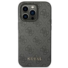 Guess GUESS GUHCP14XG4GFGR IPHONE 14 PRO MAX 6,7" ŠEDÝ/ŠEDÝ PEVNÝ OBAL 4G KOVOVÉ ZLATÉ LOGO