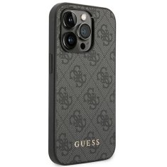 Guess GUESS GUHCP14XG4GFGR IPHONE 14 PRO MAX 6,7" ŠEDÝ/ŠEDÝ PEVNÝ OBAL 4G KOVOVÉ ZLATÉ LOGO