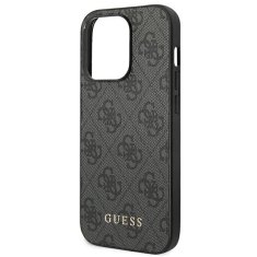 Guess GUESS GUHCP14XG4GFGR IPHONE 14 PRO MAX 6,7" ŠEDÝ/ŠEDÝ PEVNÝ OBAL 4G KOVOVÉ ZLATÉ LOGO