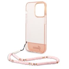 Guess GUESS GUHCP14XHGCOHP IPHONE 14 PRO MAX 6,7" RŮŽOVÉ/RŮŽOVÉ PEVNÉ POUZDRO TRANSLUCENT PEARL STRAP