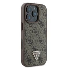 Guess GUESS GUHCP16XP4TDPW IPHONE 16 PRO MAX 6,9" HNĚDÉ/HNĚDÉ PEVNÉ POUZDRO LEATHER 4G TRIANGLE STRASS