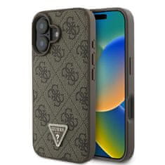 Guess GUESS GUHCP16MP4TDPW IPHONE 16 PLUS 6,7" HNĚDÉ/HNĚDÉ PEVNÉ POUZDRO KOŽENÉ 4G TRIANGLE STRASS