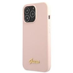 Guess GUESS GUHMP13XLSLMGLP IPHONE 13 PRO MAX 6,7" SVĚTLE RŮŽOVÝ/SVĚTLE RŮŽOVÝ PEVNÝ OBAL SILIKONOVÝ SCRIPT GOLD MAGSAFE LOGO