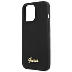 Guess GUESS GUHMP13XLSLMGBK IPHONE 13 PRO MAX 6,7" ČERNO/ČERNÝ PEVNÝ OBAL SILIKONOVÝ SCRIPT GOLD LOGO MAGSAFE