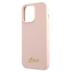 Guess GUESS GUHMP13XLSLMGLP IPHONE 13 PRO MAX 6,7" SVĚTLE RŮŽOVÝ/SVĚTLE RŮŽOVÝ PEVNÝ OBAL SILIKONOVÝ SCRIPT GOLD MAGSAFE LOGO