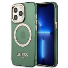 Guess GUESS GUHMP13LHTCMA IPHONE 13 PRO / 13 6,1" ZELENÝ/KHAKI PEVNÝ OBAL GOLD OUTLINE TRANSLUCENT MAGSAFE