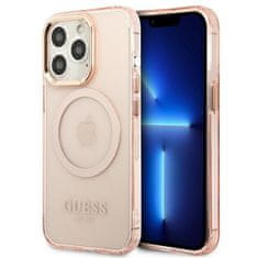 Guess GUESS GUHMP13LHTCMP IPHONE 13 PRO / 13 6,1" RŮŽOVÉ/RŮŽOVÉ PEVNÉ POUZDRO GOLD OUTLINE TRANSLUCENT MAGSAFE