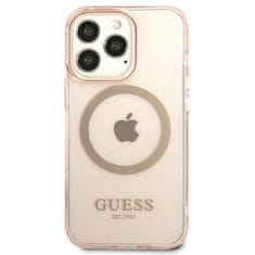 Guess GUESS GUHMP13LHTCMP IPHONE 13 PRO / 13 6,1" RŮŽOVÉ/RŮŽOVÉ PEVNÉ POUZDRO GOLD OUTLINE TRANSLUCENT MAGSAFE