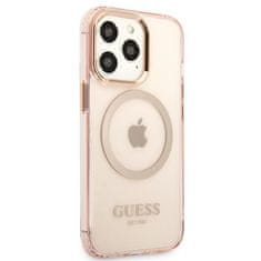 Guess GUESS GUHMP13LHTCMP IPHONE 13 PRO / 13 6,1" RŮŽOVÉ/RŮŽOVÉ PEVNÉ POUZDRO GOLD OUTLINE TRANSLUCENT MAGSAFE