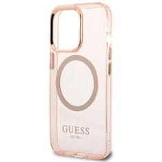 Guess GUESS GUHMP13LHTCMP IPHONE 13 PRO / 13 6,1" RŮŽOVÉ/RŮŽOVÉ PEVNÉ POUZDRO GOLD OUTLINE TRANSLUCENT MAGSAFE