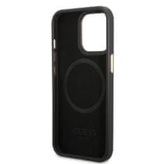 Guess GUESS GUHMP13LSAPSTK IPHONE 13 PRO / 13 6,1" ČERNO/ČERNÝ PEVNÝ OBAL PEONY LOGO PLATE MAGSAFE