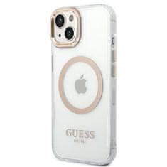 Guess GUESS GUHMP14MHTRMD IPHONE 14 PLUS / 15 PLUS 6,7" ZLATÝ/ZLATÝ PEVNÝ OBAL METAL OUTLINE MAGSAFE