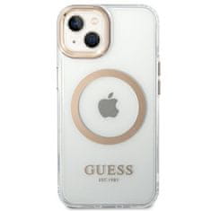 Guess GUESS GUHMP14MHTRMD IPHONE 14 PLUS / 15 PLUS 6,7" ZLATÝ/ZLATÝ PEVNÝ OBAL METAL OUTLINE MAGSAFE