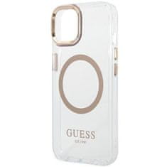 Guess GUESS GUHMP14MHTRMD IPHONE 14 PLUS / 15 PLUS 6,7" ZLATÝ/ZLATÝ PEVNÝ OBAL METAL OUTLINE MAGSAFE