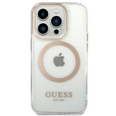 Guess GUESS GUHMP14XHTRMD IPHONE 14 PRO MAX 6,7" ZLATO/ZLATÉ PEVNÉ POUZDRO METAL OUTLINE MAGSAFE