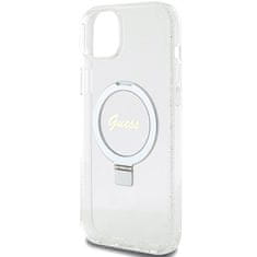 Guess GUESS GUHMP15MHRSGSD IPHONE 15 PLUS / 14 PLUS 6,7" PRŮHLEDNÉ/PRŮHLEDNÉ PEVNÉ POUZDRO RING STAND SCRIPT GLITTER MAGSAFE