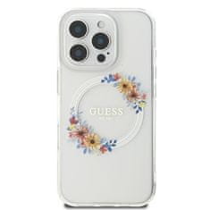 Guess GUESS GUHMP16LHFWFCT IPHONE 16 PRO 6,3" PRŮHLEDNÉ PEVNÉ POUZDRO IML FLOWERS WREATH MAGSAFE