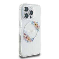 Guess GUESS GUHMP16LHFWFCT IPHONE 16 PRO 6,3" PRŮHLEDNÉ PEVNÉ POUZDRO IML FLOWERS WREATH MAGSAFE