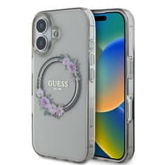 Guess GUESS GUHMP16SHFWFCK IPHONE 16 6,1" ČERNO/ČERNÉ PEVNÉ POUZDRO IML FLOWERS WREATH MAGSAFE