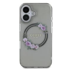 Guess GUESS GUHMP16SHFWFCK IPHONE 16 6,1" ČERNO/ČERNÉ PEVNÉ POUZDRO IML FLOWERS WREATH MAGSAFE