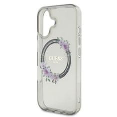 Guess GUESS GUHMP16SHFWFCK IPHONE 16 6,1" ČERNO/ČERNÉ PEVNÉ POUZDRO IML FLOWERS WREATH MAGSAFE