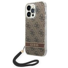 Guess GUESS GUOHCP14LH4STW IPHONE 14 PRO 6,1" HNĚDÉ/HNĚDÉ PEVNÉ POUZDRO 4G PRINT STRAP