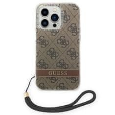 Guess GUESS GUOHCP14LH4STW IPHONE 14 PRO 6,1" HNĚDÉ/HNĚDÉ PEVNÉ POUZDRO 4G PRINT STRAP