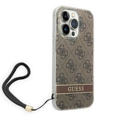 Guess GUESS GUOHCP14LH4STW IPHONE 14 PRO 6,1" HNĚDÉ/HNĚDÉ PEVNÉ POUZDRO 4G PRINT STRAP