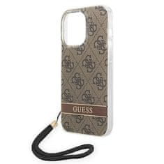 Guess GUESS GUOHCP14LH4STW IPHONE 14 PRO 6,1" HNĚDÉ/HNĚDÉ PEVNÉ POUZDRO 4G PRINT STRAP