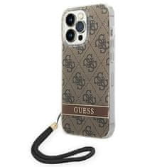 Guess GUESS GUOHCP14XH4STW IPHONE 14 PRO MAX 6,7" HNĚDÉ/HNĚDÉ PEVNÉ POUZDRO 4G PRINT STRAP