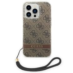 Guess GUESS GUOHCP14XH4STW IPHONE 14 PRO MAX 6,7" HNĚDÉ/HNĚDÉ PEVNÉ POUZDRO 4G PRINT STRAP