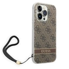 Guess GUESS GUOHCP14XH4STW IPHONE 14 PRO MAX 6,7" HNĚDÉ/HNĚDÉ PEVNÉ POUZDRO 4G PRINT STRAP