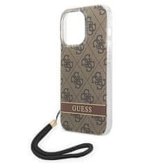 Guess GUESS GUOHCP14XH4STW IPHONE 14 PRO MAX 6,7" HNĚDÉ/HNĚDÉ PEVNÉ POUZDRO 4G PRINT STRAP