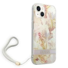 Guess GUESS GUOHCP14MHFLSU IPHONE 14 PLUS / 15 PLUS 6,7" FIALOVÉ/FIALOVÉ PEVNÉ POUZDRO FLOWER STRAP